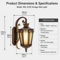 Lampe murale LED extérieure étanche en aluminium cylindrique/carrée noire, diffuseur en polycarbonate, capteur de lumière, CRI élevé 95, dimmable 2700K