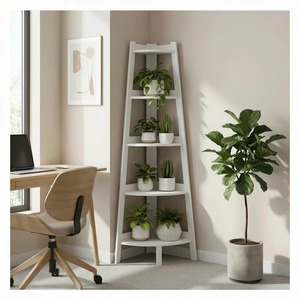 Indoor Flower Stand Floor Standing Tiered <b>Corner</b> Storage Rack Multifunctional Office Organizer Bookshelf - Product Image 1