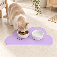 Tapis d'alimentation pour animaux de compagnie en silicone en forme de nuage, pour gamelles de nourriture et d'eau pour chats et chiens, avec rebord surélevé, logo personnalisé