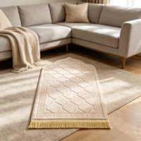 Tapis de prière musulman en flanelle rembourré, antidérapant avec support en PVC, à poils ras, couleur unie, motif musulman, pour la maison