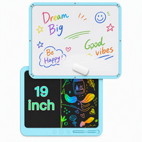 Tableau d'écriture réutilisable 19 pouces en gros, double écran LCD avant et tableau blanc arrière avec 3 touches d'effacement pour les magasins de détail