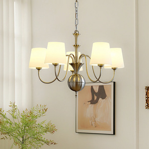 Lámpara colgante redonda LED E26 de estilo vintage francés, dorada, con múltiples cabezales, para dormitorio, sala de estar, estudio. - Product Image 2