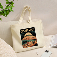 Personalisierte Canvas-Tragetasche mit Casablanca-Muster aus Marokko, wiederverwendbare Einkaufstasche für Damen, ideal für Reisen.