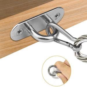 Stainless Steel Fixed Plate Door Buckle Long Oval <b>Snap</b> <b>Hook</b> Load Bearing Outdoor Use - Product Image 1