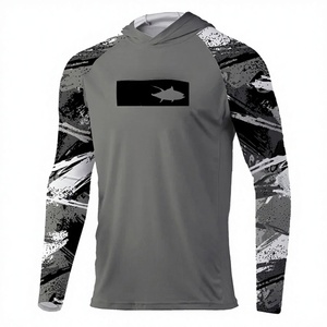 Sudadera con Capucha de Pesca Impermeable de Manga Larga con Logotipo Personalizado, Gris, Impresión por Transferencia de Calor, UPF 50, Secado Rápido, Ropa de Exterior Unisex 100% - Product Image 3
