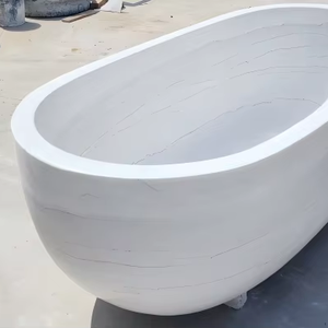 <span class=keywords><strong>Vasca</strong></span> da Bagno Ovale Autoportante in Marmo Bianco - Product Image 1