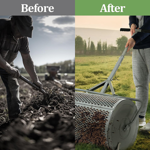 JH-Mech Metal Roller Spreader With Adjustable Handle 27Inch Metal Mesh Compost Spreader <strong>for</strong> Lawn and Garden <strong>Topsoil</strong> - Product Image 5