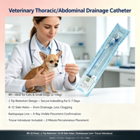 Cathéter de drainage hémostatique avec trocart inclus, jetable, pour petits animaux