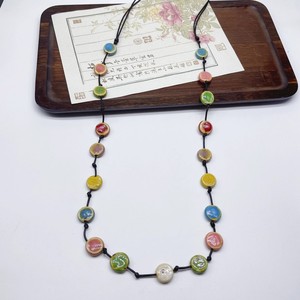 Vintage elegante hand gefertigte Keramik Perlenkette Damen Long Style unregelmäßige blaue Perlen Pullover Kette Halskette - Product Image 4