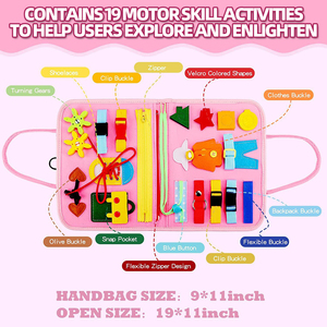 Tablero de Actividades Montessori de Peluche para Niños de 2 a 4 Años, Juguetes Educativos Sensoriales, Libros de Actividades, Desarrollo de Habilidades de Aprendizaje Temprano - Product Image 2