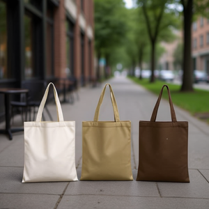 Borsa tote in tela 34x40cm senza cerniera, in cotone semplice, per uso quotidiano - Product Image 3