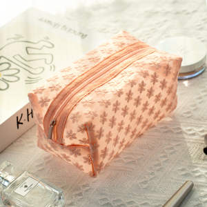 TimeForest Custom Pink Pencil Mesh <b>Toiletry</b> for Makeup <b>Woman</b> Cosmetic Pouch <b>Bag</b> - Product Image 2