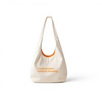 Sac fourre-tout à bandoulière personnalisable en toile avec impression de logo, écologique, grande capacité, style minimaliste, doublure en velours, pour femmes