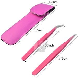 แหนบต่อขนตาแบบโค้งงอสีชมพูปลายแหลมแบบญี่ปุ่นออกแบบโลโก้ได้ตามต้องการ - Product Image 2