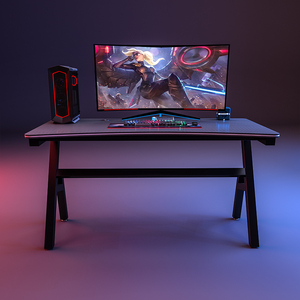 <span class=keywords><strong>Bureau</strong></span> de jeu RVB de <span class=keywords><strong>160</strong></span> <span class=keywords><strong>cm</strong></span> Grande table de jeu pour ordinateur portable <span class=keywords><strong>Bureau</strong></span> à domicile avec revêtement en fibre de carbone avec crochet pour casque Porte-gobelet - Product Image 6