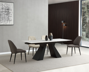 طاولة طعام حجرية عصرية مع كراسي لغرفة الطعام، أثاث بقاعدة معدنية، طاولة طعام رائجة - Product Image 5