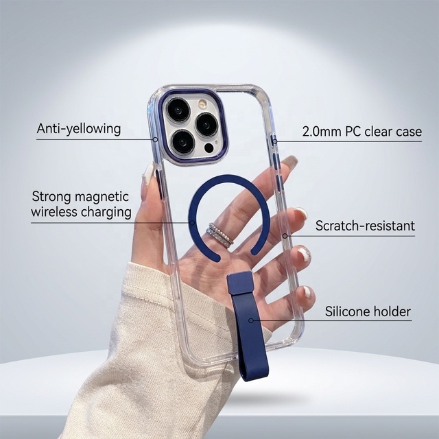 Anti Yellow Clear Design Phone Case Strap Strong Magnetic Slim Protective Cover for Iphone 18 Pro Max 17 16 15 S24 S25 S26 Ultra