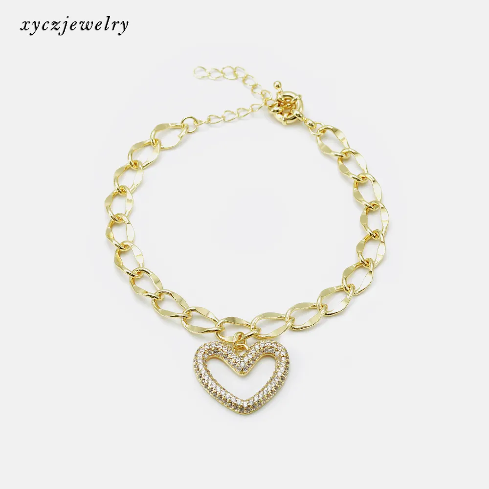 Coração Doce Amor Bonito pulseira branca pulseira zirconia para a mulher