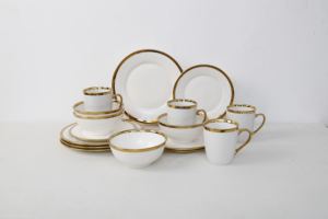Juego de Vajilla de Porcelana de 16 Piezas con Borde Dorado, Diseño de Alta Gama, <span class=keywords><strong>Precio</strong></span> al por Mayor, Servicio para 4 Personas, Fabricante de Juegos de Vajilla - Product Image 2