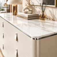 Commode à 6 tiroirs HarmTai 140 cm, commode de chambre à coucher en pierre, armoire de rangement moderne minimaliste, coins arrondis