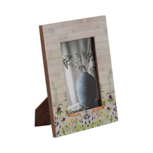Cornice rettangolare per foto con bordo a forma di campo di fiori, cornice in resina per esposizione su tavolo, elegante - Product Image 2