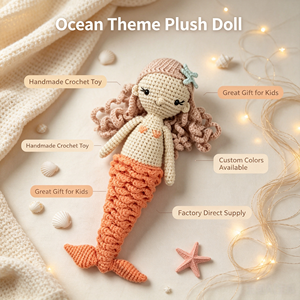 Juguete <span class=keywords><strong>de</strong></span> Peluche Personalizable <span class=keywords><strong>de</strong></span> la Sirenita <span class=keywords><strong>Ariel</strong></span>, <span class=keywords><strong>Muñeca</strong></span> Princesa con Cola Larga Naranja, Juguete Tejido a Mano para Niños - Product Image 1
