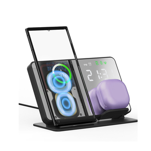 Chargeur de téléphone portable 4 en 1 sans fil avec réveil et support de charge rapide pour téléphone portable - Product Image 4