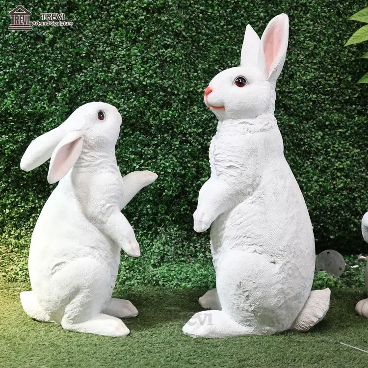 Statuette de lapin en résine massif, Sculptures modernes en marbre naturel, décoration d'extérieur, à vendre, 9 pouces