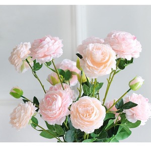 Flores Artificiales de Rosa, de Seda, con 3 Cabezas, de Alta Simulación, para Decoración de Bodas y Hogar - Product Image 2