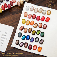 Coffret cadeau 36 couleurs effet œil-de-chat pour l'hiver avec renfort durable en or, bordeaux et brun ambre pour l'automne/hiver
