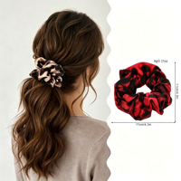 Chouchous en tissu satiné imprimé léopard surdimensionnés de 11 cm pour femmes – Élastiques à cheveux ajustables effet soie sans plis pour queues de cheval sans frisottis