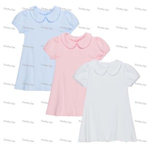 Le neonate estive si vestono alla moda in <span class=keywords><strong>cotone</strong></span> bianco da ragazza manica corta Peter Pan Dress <span class=keywords><strong>per</strong></span> bambini abiti da bambina - Product Image 1