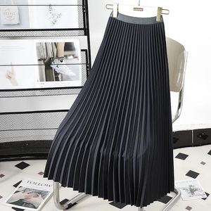 Jupe plissée taille empire haut <span class=keywords><strong>de</strong></span> gamme, nouvelle collection printemps-automne 2025, polyvalente, amincissante, ourlet large, mi-longue, coupe trapèze - Product Image 3