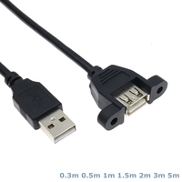 Câble d'extension USB 2.0 Taipuxi USB2.0 Type A mâle vers Type A femelle à montage sur panneau avec vis