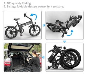 China <span class=keywords><strong>ADO</strong></span> <span class=keywords><strong>A20</strong></span> Bicicleta de ciudad eléctrica plegable 20 pulgadas Fácil de llevar Bicicleta eléctrica 35 km/h Batería extraíble Bicicleta de montaña - Product Image 6