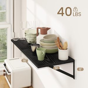 Kệ nổi sâu cho tường, kệ nổi màu đen, kệ nổi lớn 12*<span class=keywords><strong>16</strong></span> inch Bộ 2 cho kệ sách phòng khách - Product Image 3