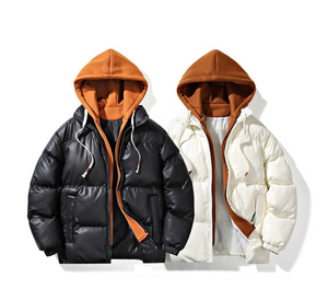 เสื้อแจ็คเก็ตผู้ชายแบบเป็นทางการสำหรับฤดูหนาว ผ้าฝ้ายพัฟฟ์ทันสมัยแบบสองชิ้น มีฮู้ดและคอตั้ง - Product Image 4