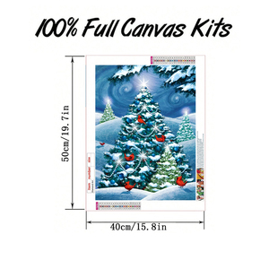 Moderno 40x50cm DIY árbol de Navidad nevado pintura de diamantes redondo completo acrílico de alta calidad decoración de Navidad pintura de diamantes regalos - Product Image 4