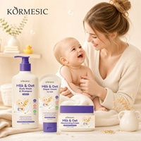 KORMESIC 500ml Sabun Mandi Bayi Sampo Rambut 2IN1 Susu Oat Logo Kustom Label Pribadi Krim Wajah Melembapkan Krim Popok untuk Anak