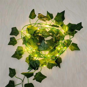 Neues Produkt Green Leaf Rattan <span class=keywords><strong>Led</strong></span> Kupferdraht Lampen schnur Green Copper Wire Lamp Plant Sidewalk Patio - Product Image 5