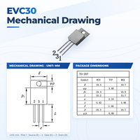 Transistor MOSFET Trench N-Channel EvolE 900V 5A Paket TO-257 Suhu Operasi -55C hingga +150C Setara STP6N90K5