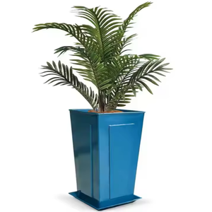 Vase cylindrique en cuivre martelé, style européen, en métal galvanisé, pour plantes, à rayures verticales sur le dessus et le bas - Product Image 3