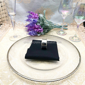 Plato de Presentación de Vidrio con Borde Dorado, Diseño Único de Rayos, 13 Pulgadas, Económico, para Decoración de Bodas - Product Image 4