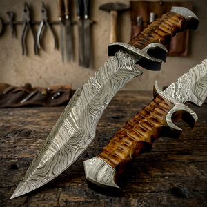 Cuchillo de Caza Personalizado Hecho a Mano con Hoja de Acero Inoxidable, Mango de Goma, Borde Dentado de Grado Industrial, Grosor de 0.5mm, ODM - Product Image 2