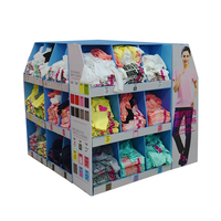 Étagère d'affichage de vêtements en carton, pliable, unité d'affichage personnalisée imprimée, vente en gros, présentoir de vêtements en papier ondulé