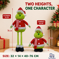 Poupée en peluche de Noël douce de 40-76 cm avec jambes extensibles, monstre vert, décoration sur pied pour la maison, l'hôtel, le magasin