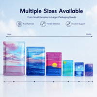 Sachets en aluminium Mylar à scellage thermique plat à trois côtés, motif ciel et océan aquarelle rêveuse, pour emballage de bijoux, cadeaux et échantillons
