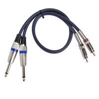 Câble audio double 6,35 mm TS mâle vers double RCA femelle plaqué or pour console de mixage, amplificateur, studio