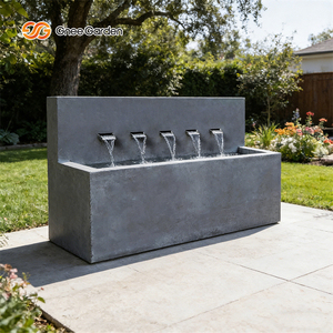 Gnee Garden Traditional <b>Rectangle</b> Aluminum Waterfall Fountain Outdoor Garden Decor Floor Mount Natural Finish 5-Spout Feature - Product Image 2