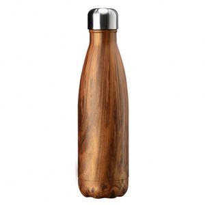 Bouteille d'eau sport isotherme en acier inoxydable 304 de 500 ml (17 oz) avec motif bois, forme Coca-Cola, personnalisable pour promotion extérieure - Product Image 2